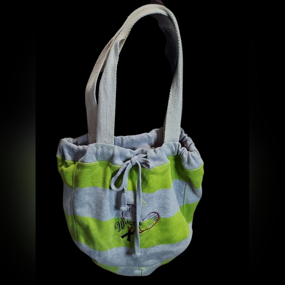 Modern Green and Gray Tote Bag with Sporty Aesthetic